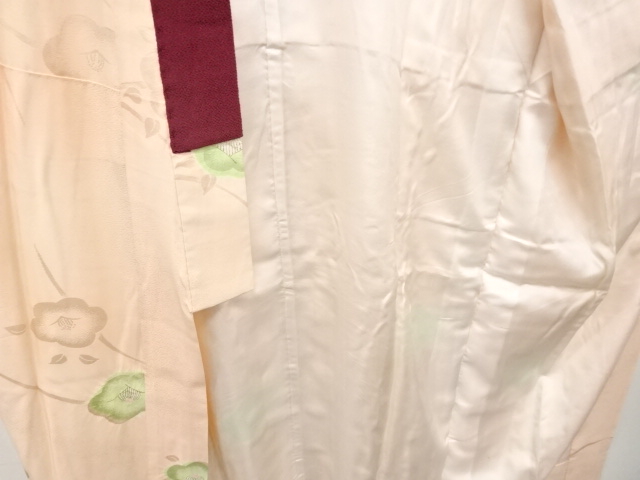  絞り　椿模様　長襦袢（刺繍衿付き）